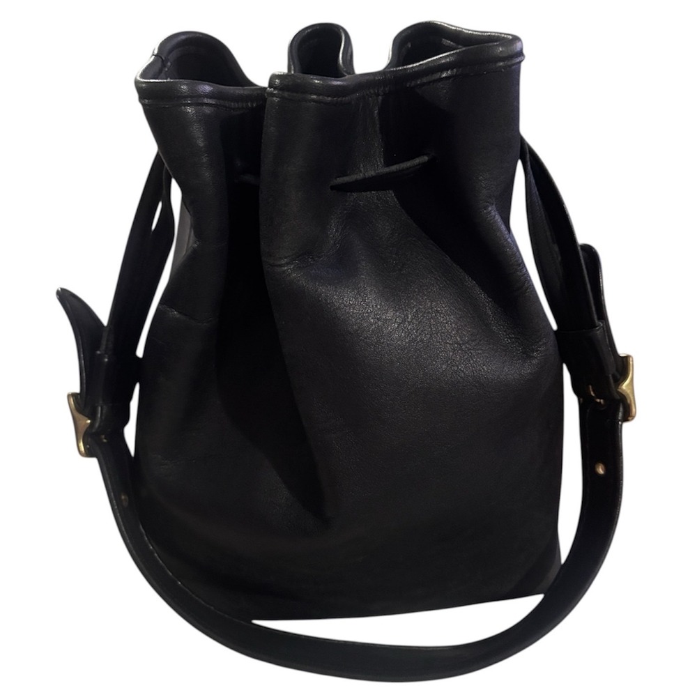 Vintage Coach Legacy Bucket Bag Purse #9165  Black Leather Drawstring USA Rare